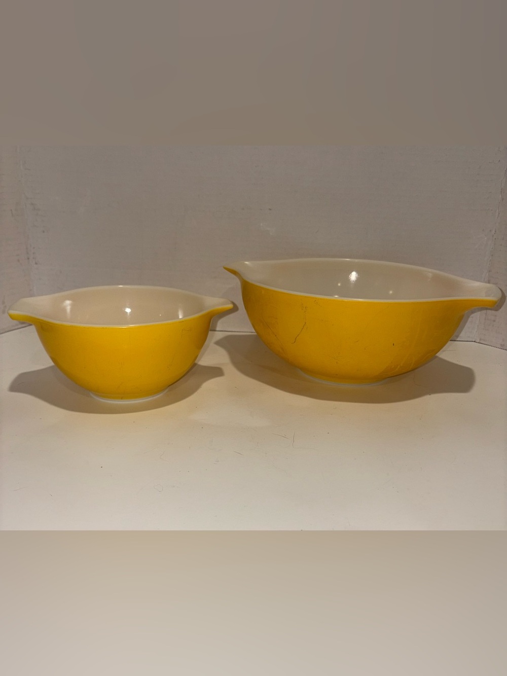 Pyrex Yellow Mixing Bowls Set #441 & 443